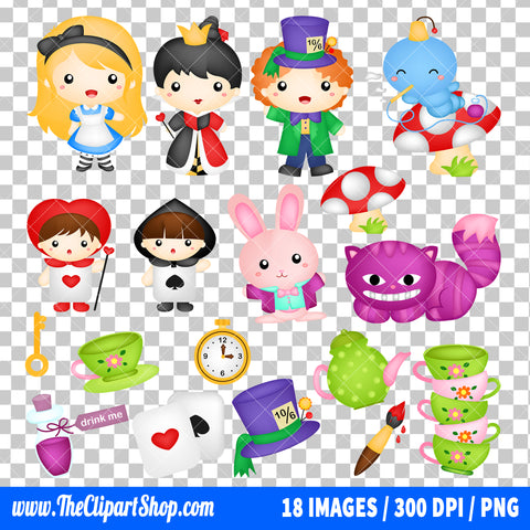 Alice In Wonderland Clipart PNG Bundle #2