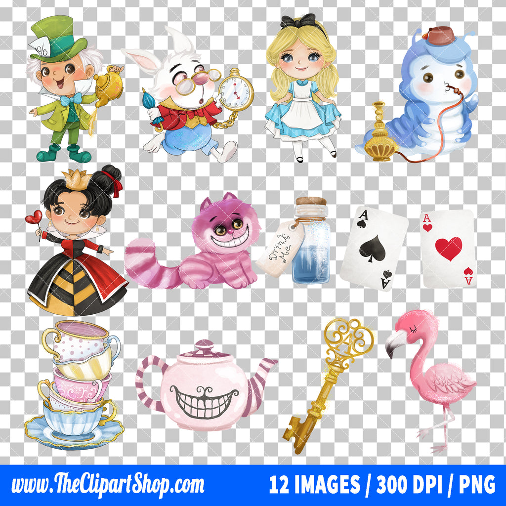 Alice In Wonderland Clipart PNG Bundle #3