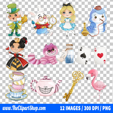 Alice In Wonderland Clipart PNG Bundle #3