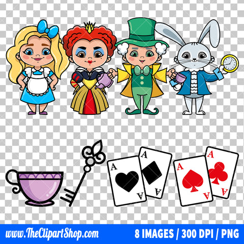 Alice In Wonderland Clipart PNG Bundle