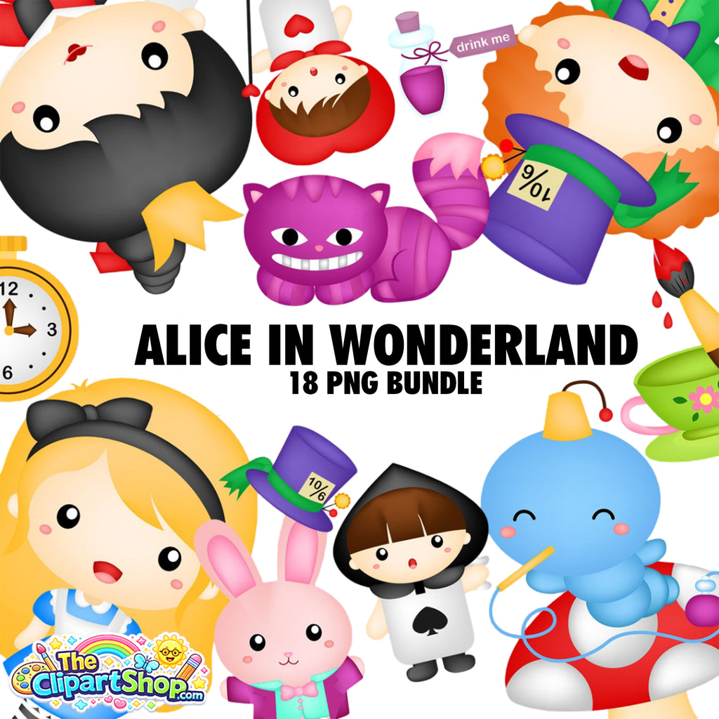 Alice in Wonderland Clipart PNG Bundle