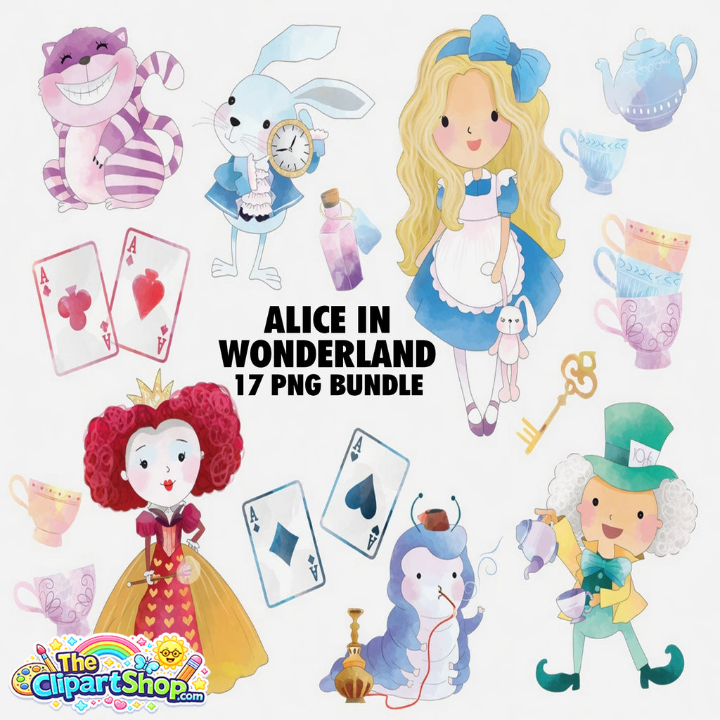 Alice in Wonderland Clipart PNG Bundle #3