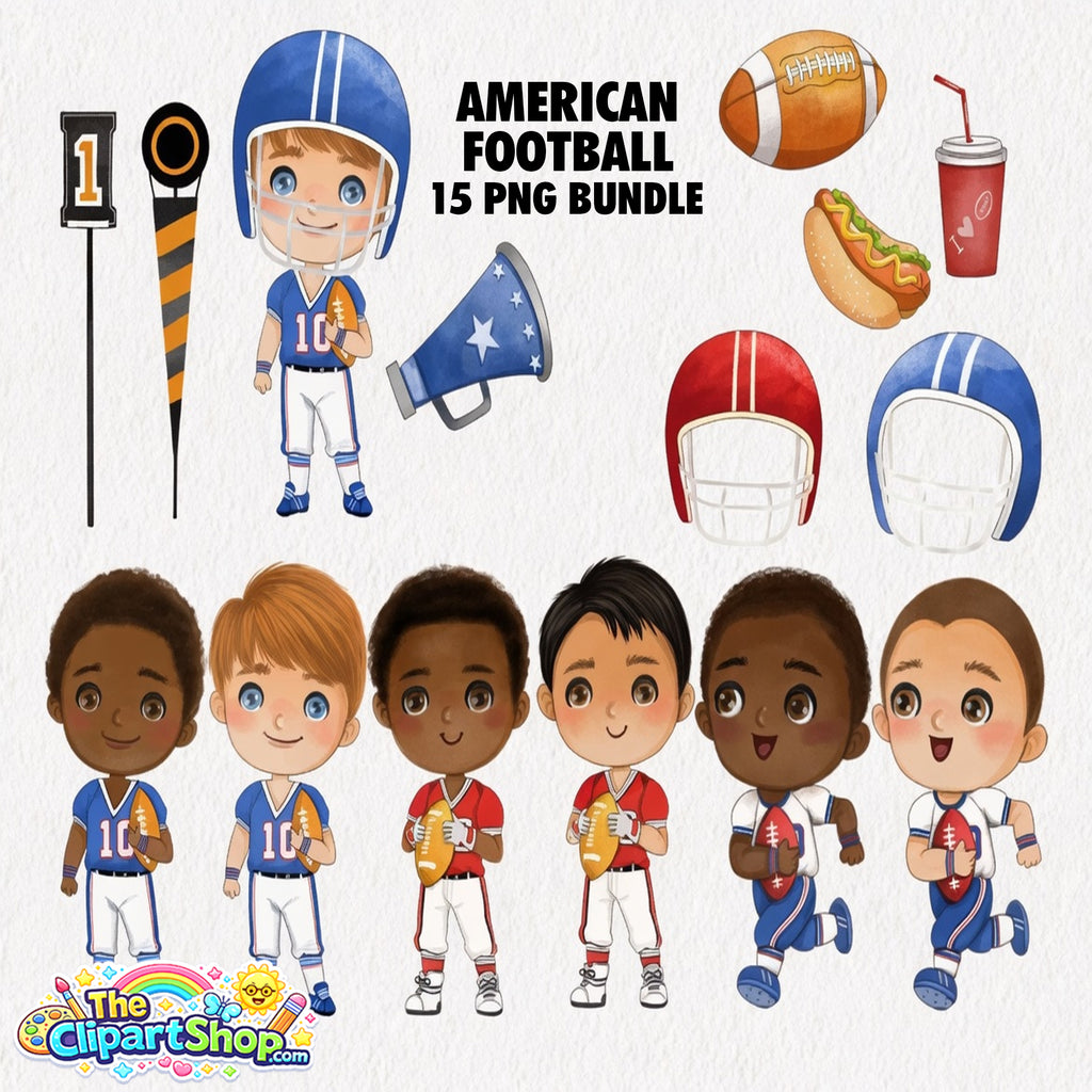 American Football Clipart PNG Bundle