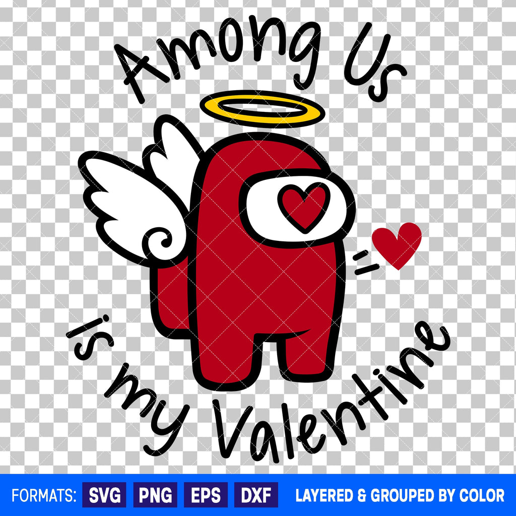 Among Us Valentines Day SVG Cut File for Cricut and Silhouette