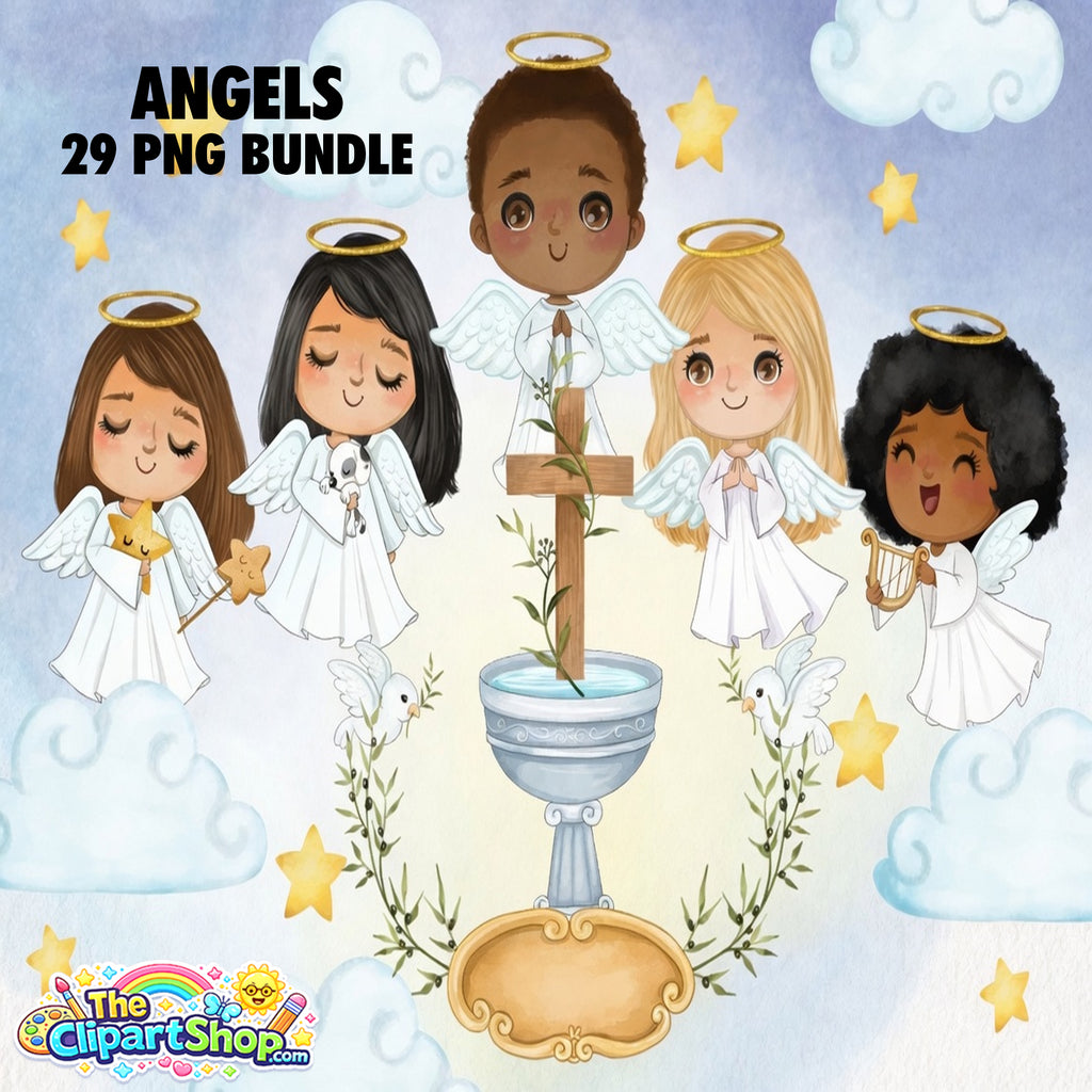 Angels Clipart PNG Bundle