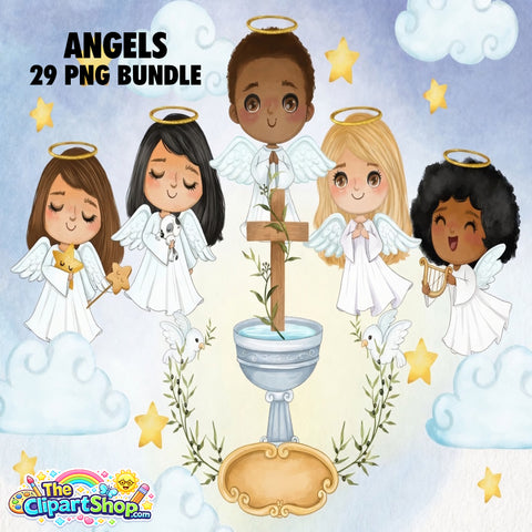 Angels Clipart PNG Bundle