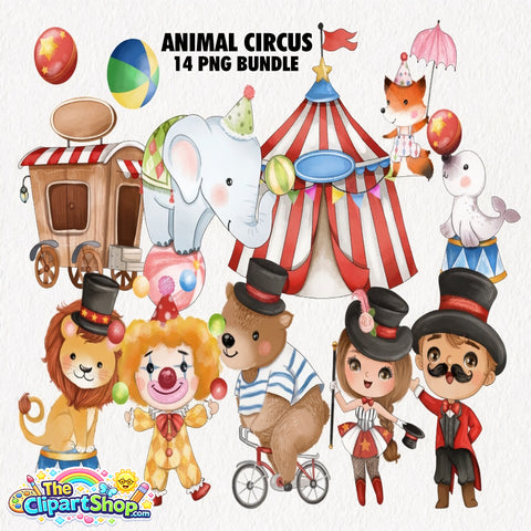 Animal Circus Clipart PNG Bundle #2