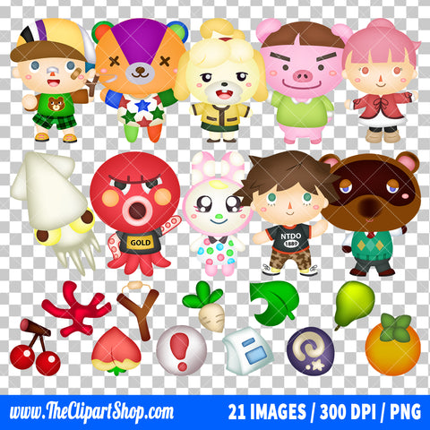 Animal Crossing Clipart PNG Bundle