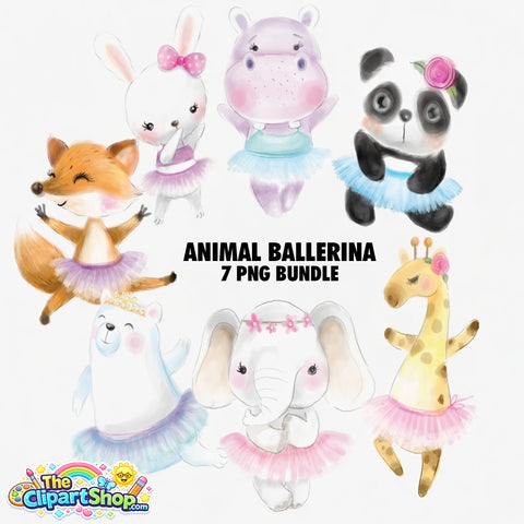 Animal Ballerina Clipart PNG Bundle