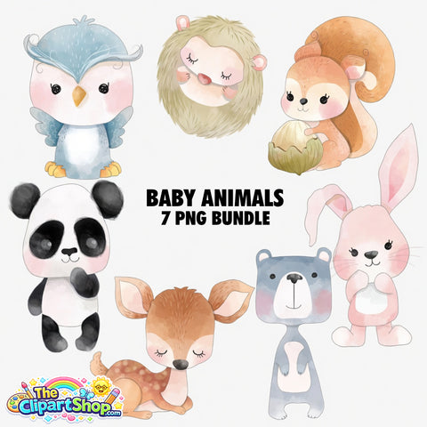 Baby Animals Clipart PNG Bundle