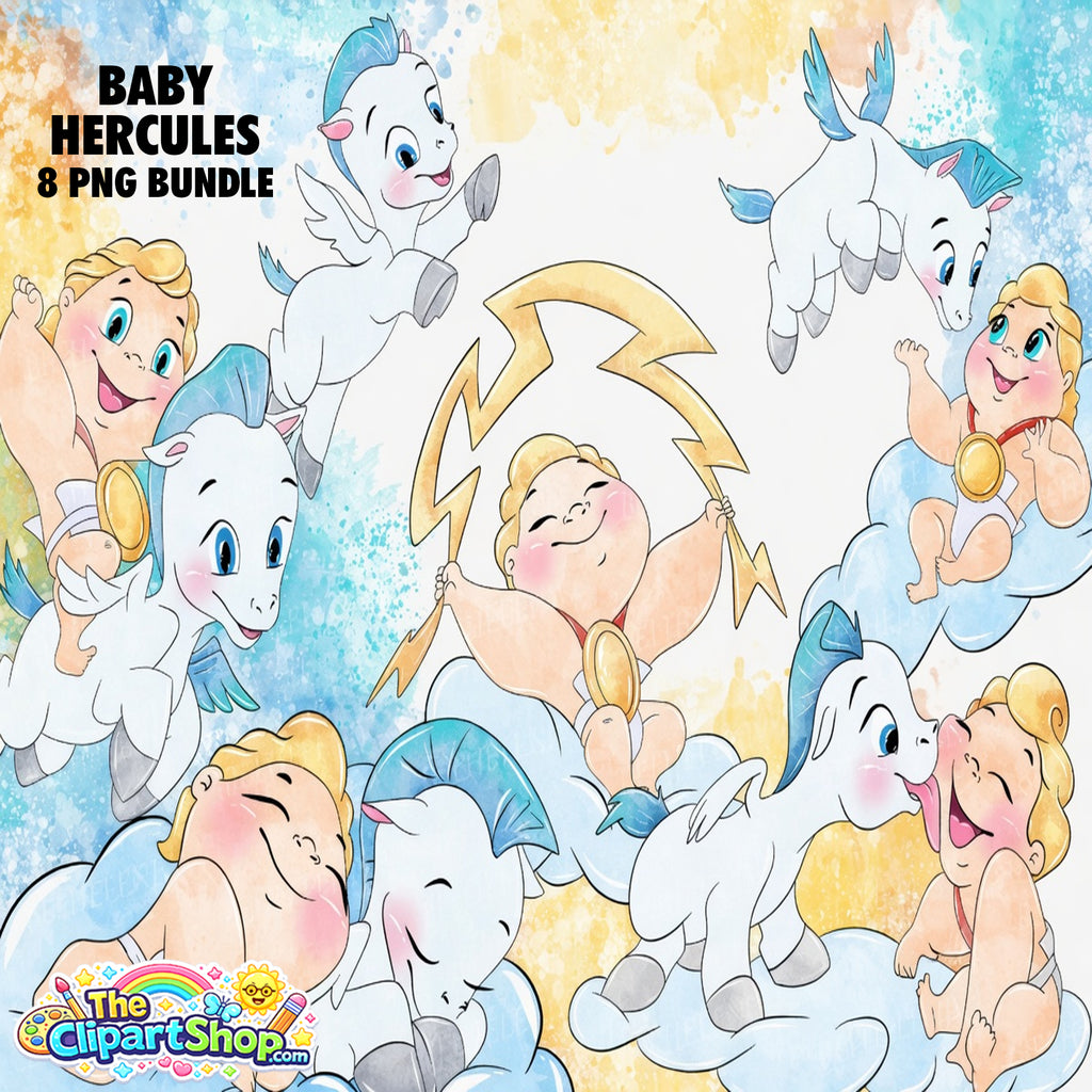 Baby Hercules Clipart PNG Bundle