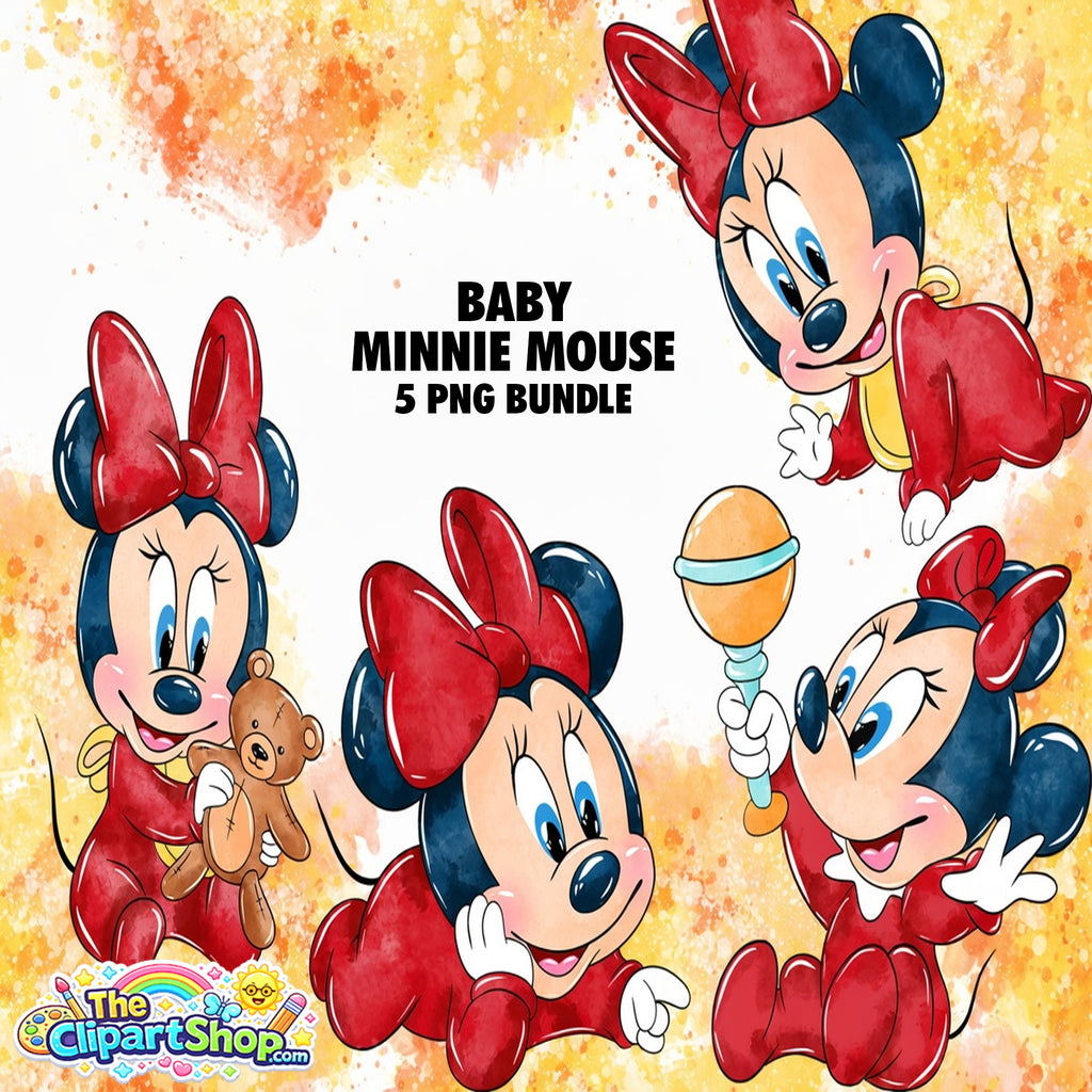 Baby Minnie Mouse Clipart PNG Bundle #2