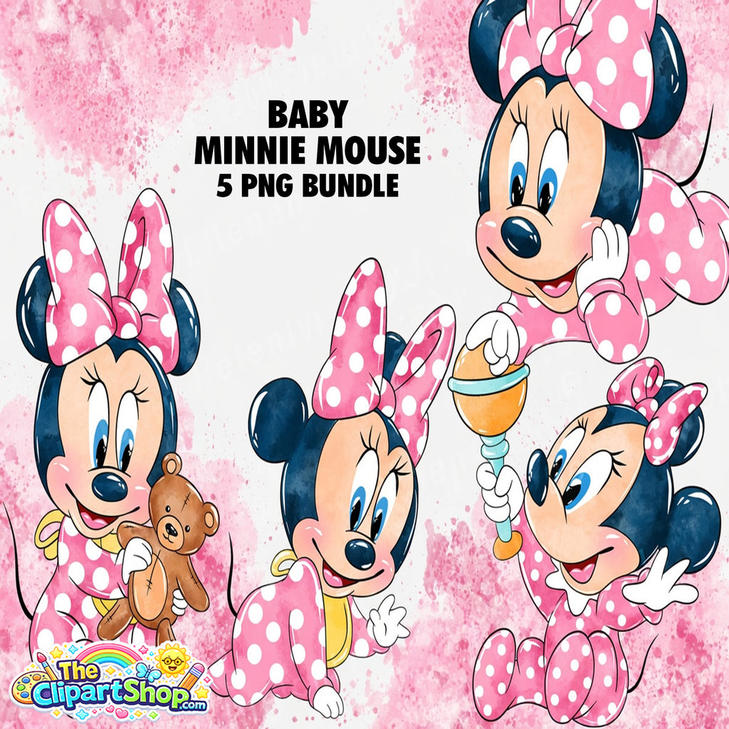 Baby Minnie Mouse Clipart PNG Bundle