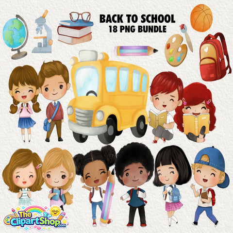 Back To School Clipart PNG Bundle