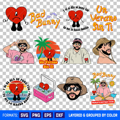Bad Bunny Bundle SVG Cut Files for Cricut and Silhouette