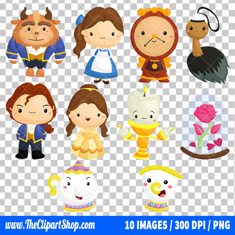 Beauty And The Beast Clipart PNG Bundle