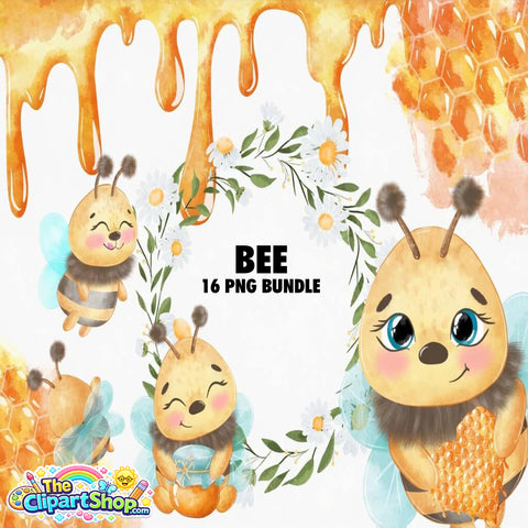 Bee Clipart PNG Bundle