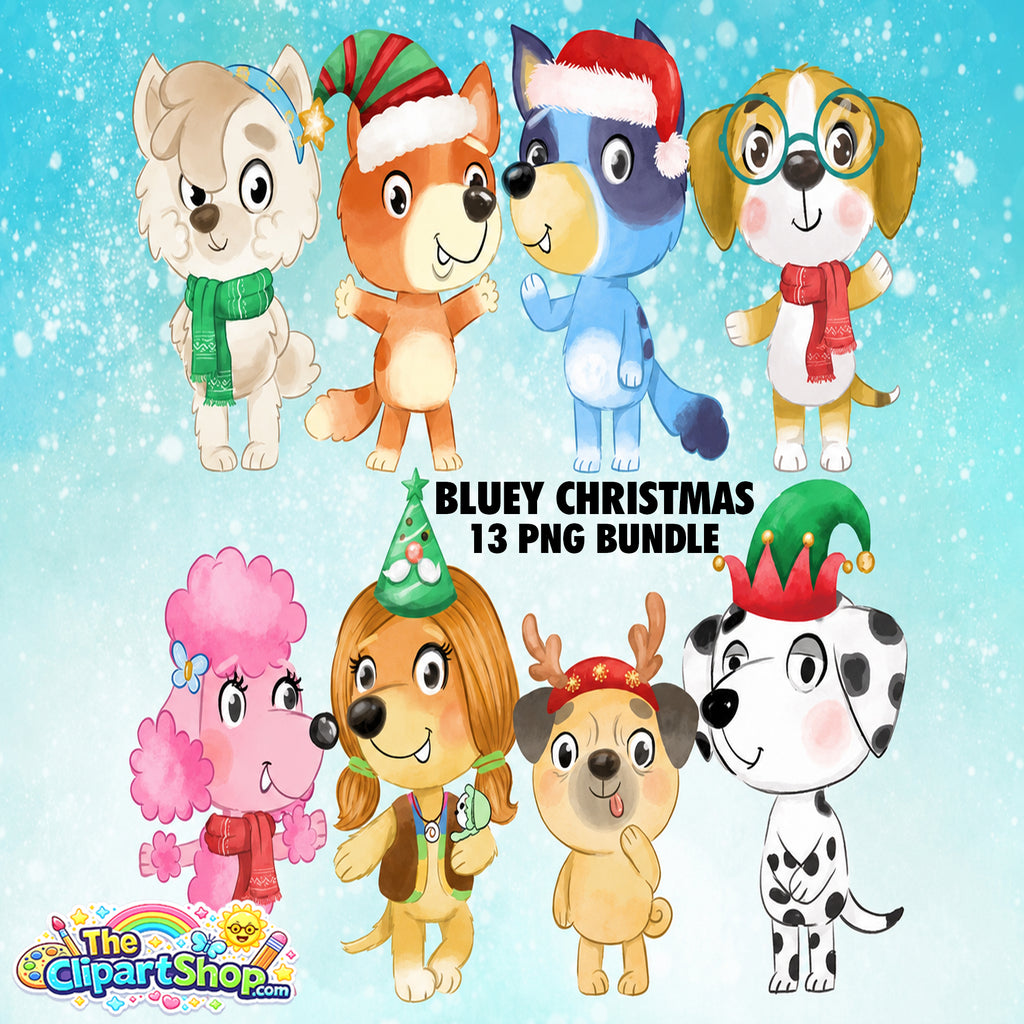Bluey Christmas Clipart PNG Bundle