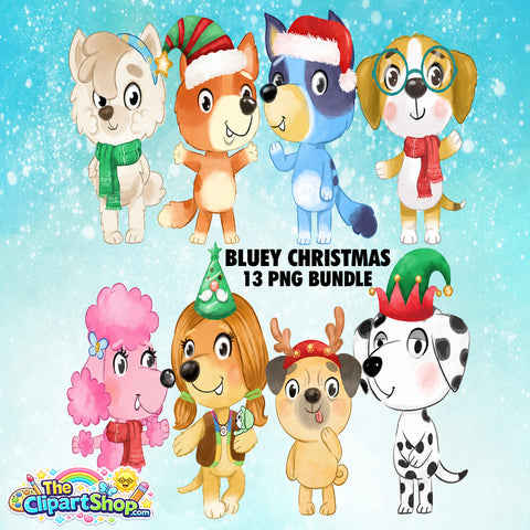 Bluey Christmas Clipart PNG Bundle