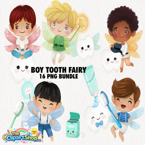 Boy Tooth Fairy Clipart PNG Bundle