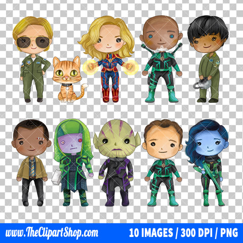 Captain Marvel Clipart PNG Bundle #2