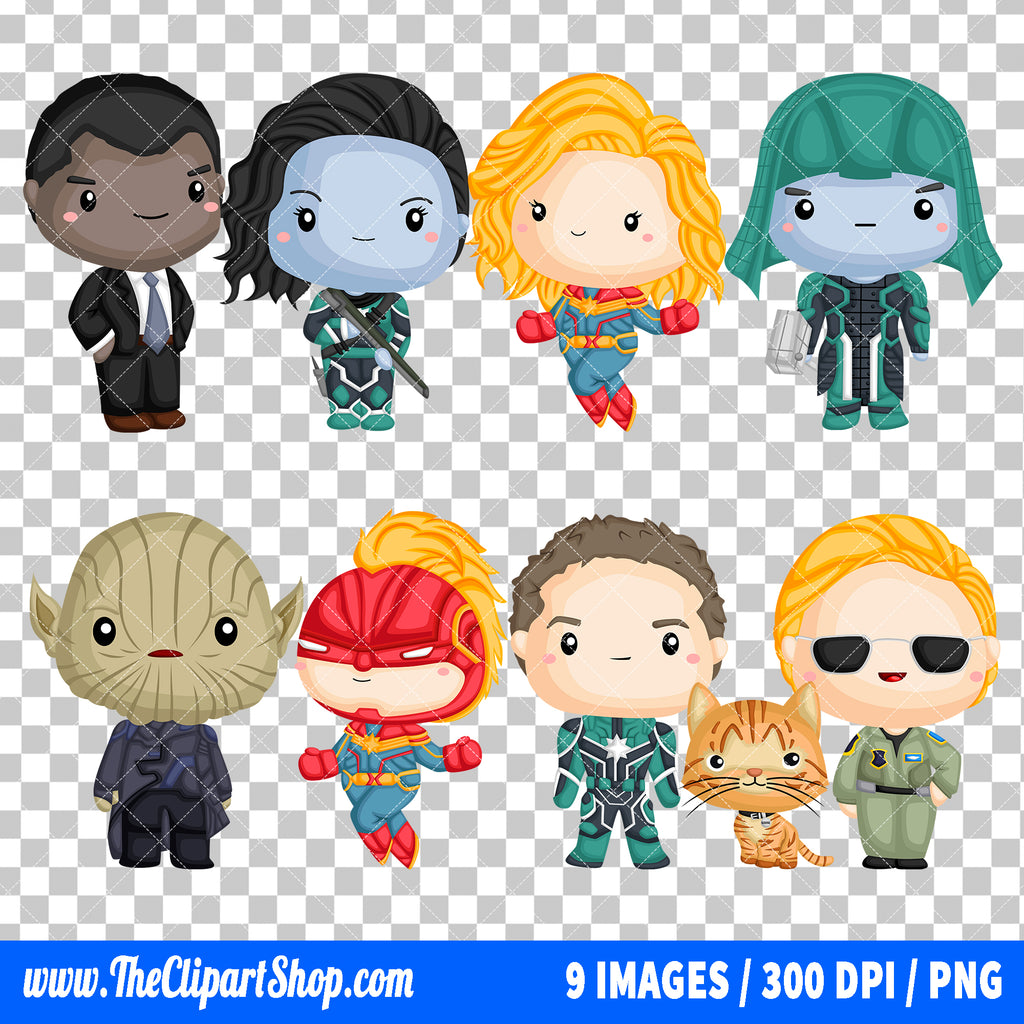 Captain Marvel Clipart PNG Bundle