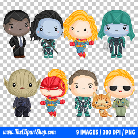 Captain Marvel Clipart PNG Bundle