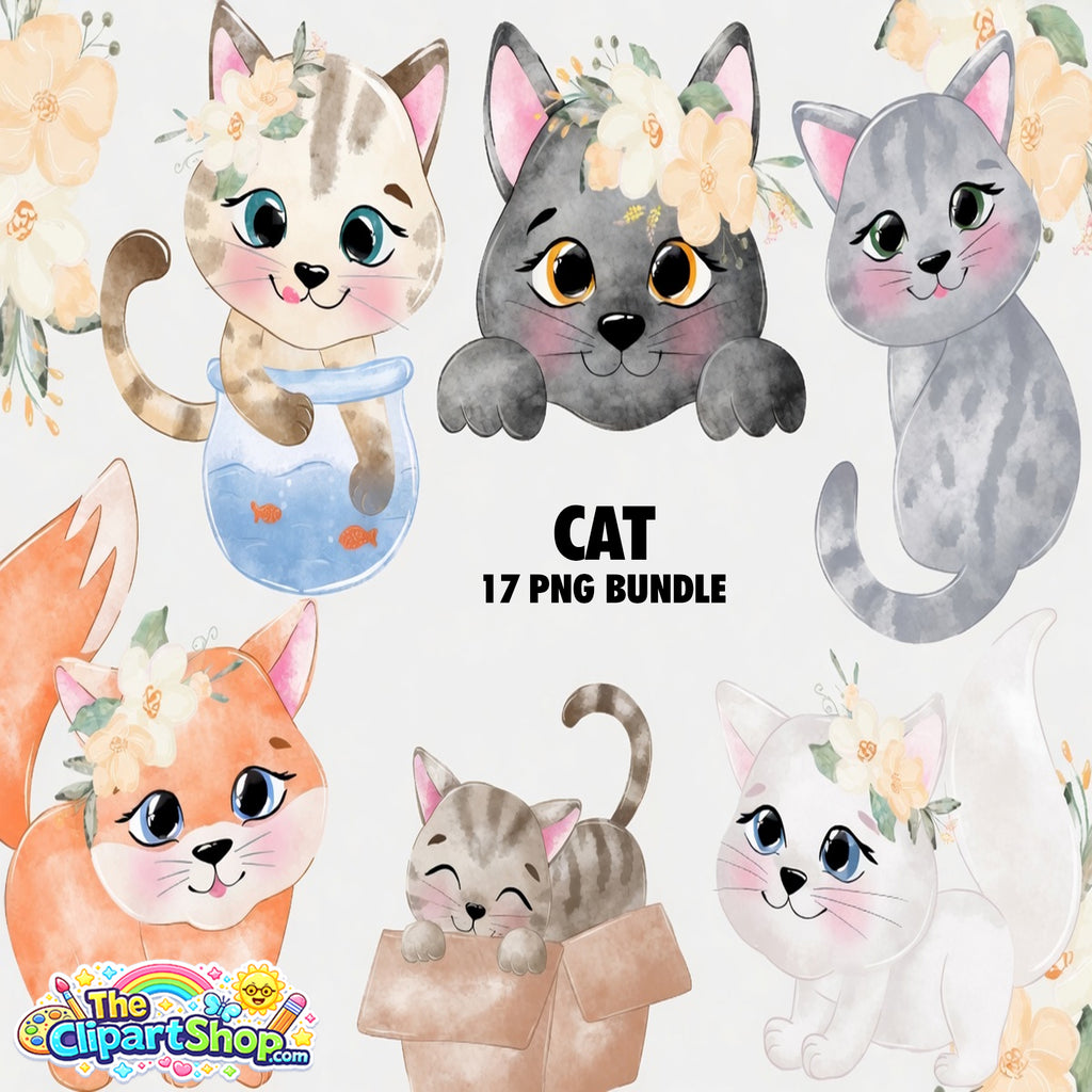 Cat Clipart PNG Bundle