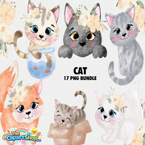 Cat Clipart PNG Bundle