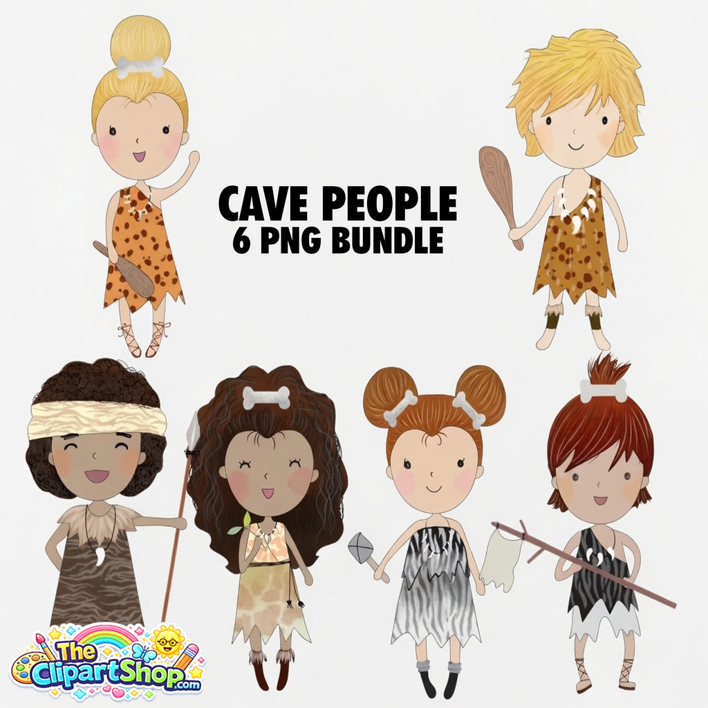 Cave People Clipart PNG Bundle