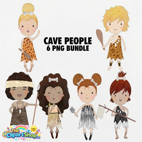 Cave People Clipart PNG Bundle