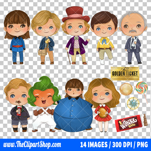Charlie And The Chocolate Factory Clipart PNG Bundle