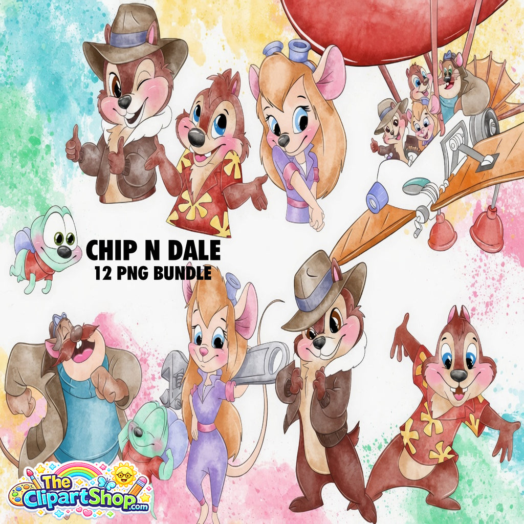 Chip N Dale Clipart PNG Bundle
