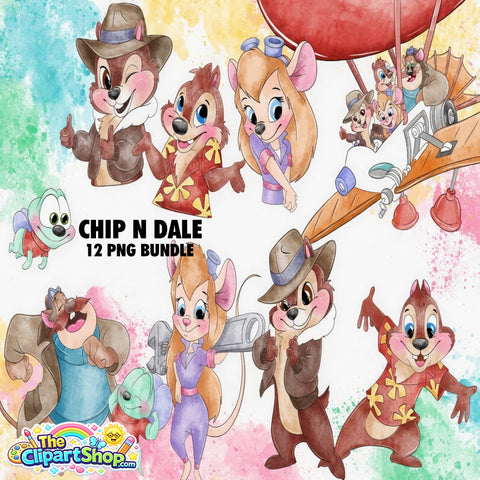 Chip N Dale Clipart PNG Bundle