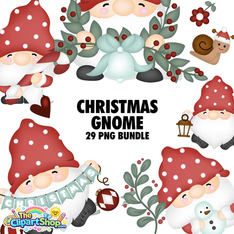 Christmas Gnome Clipart PNG Bundle