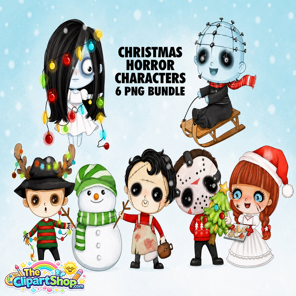 Christmas Horror Characters Clipart PNG Bundle #2