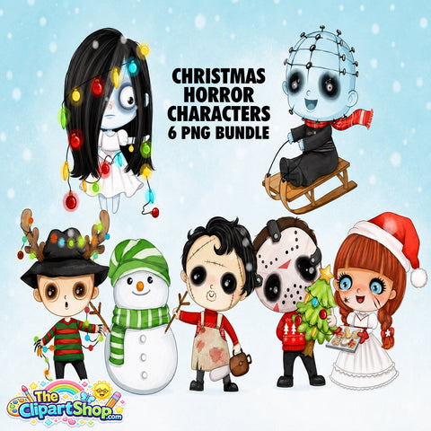 Christmas Horror Characters Clipart PNG Bundle #2