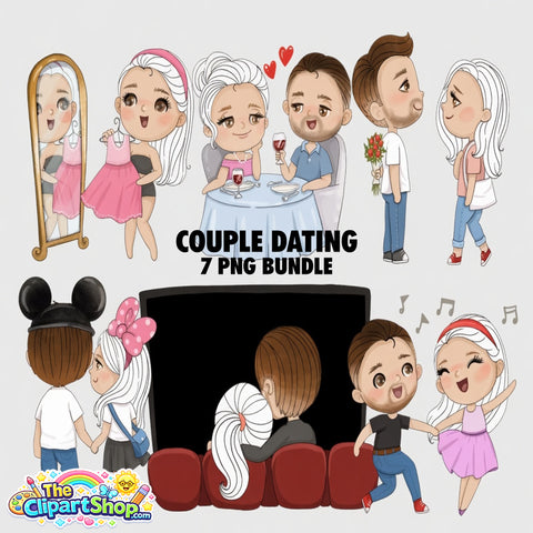 Couple Dating Clipart PNG Bundle