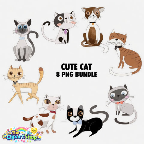 Cute Cat Clipart PNG Bundle #3