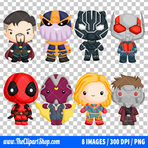 Cute Superheroes Clipart PNG Bundle #2