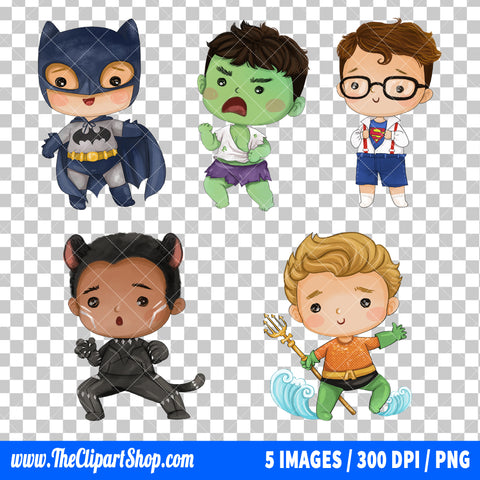 Cute Superheroes Clipart PNG Bundle #9
