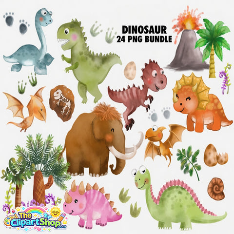 Dinosaur Clipart PNG Bundle