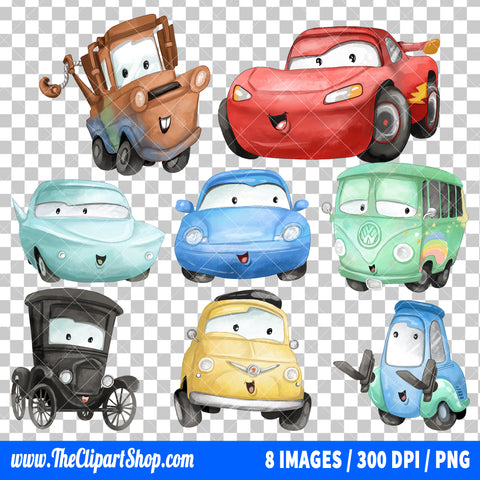 Disney Cars Clipart PNG Bundle