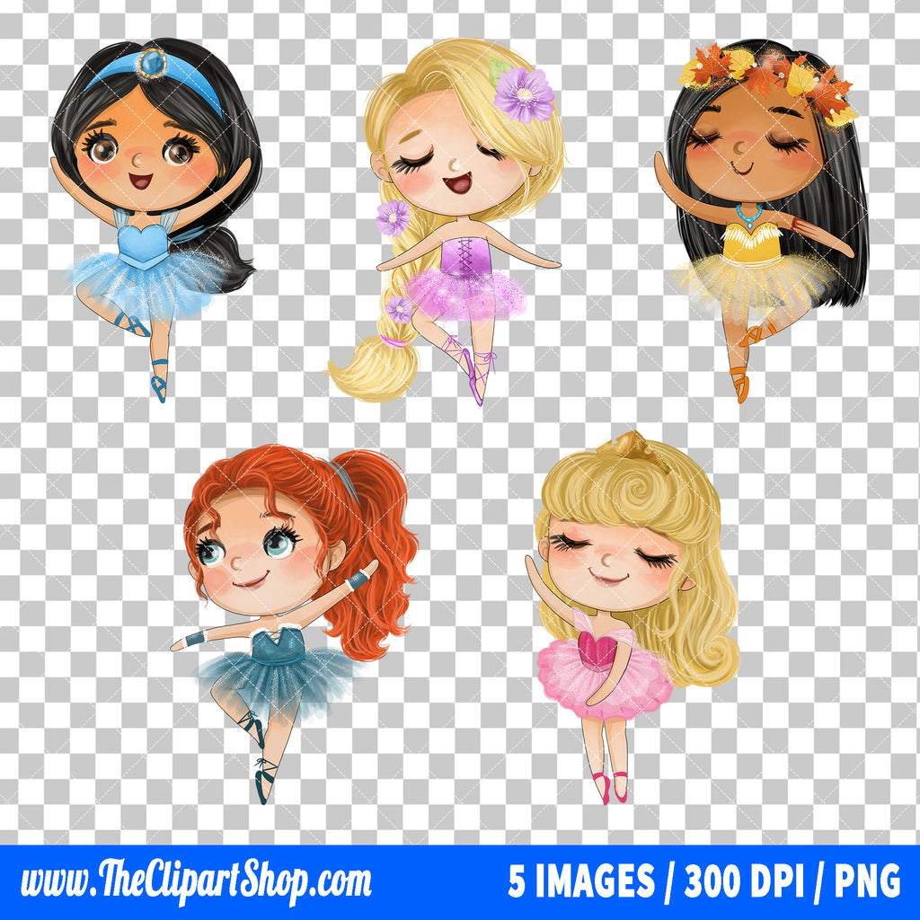 Disney Princess Ballerina Clipart PNG Bundle #2