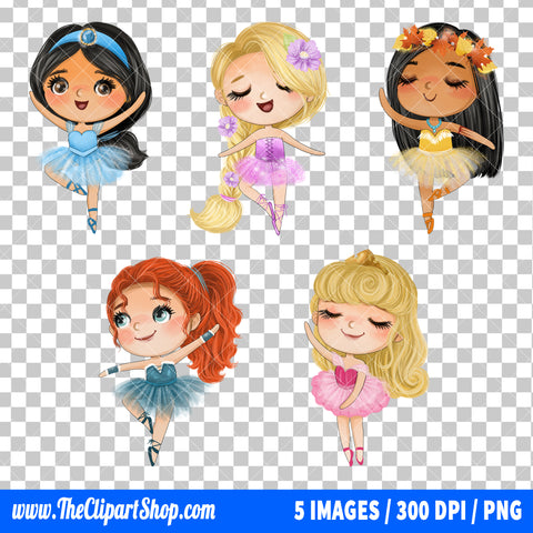 Disney Princess Ballerina Clipart PNG Bundle #2