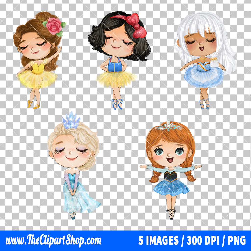 Disney Princess Ballerina Clipart PNG Bundle #4