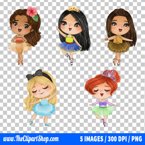 Disney Princess Ballerina Clipart PNG Bundle