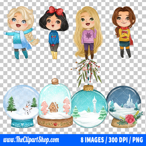 Disney Princess Christmas Clipart PNG Bundle #2