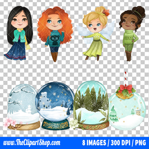 Disney Princess Christmas Clipart PNG Bundle #3