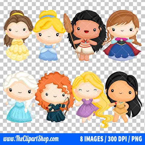 Disney Princess Clipart PNG Bundle